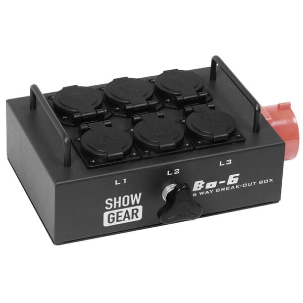 Breakoutbox- Showtec BO-6-PW - 5-polig 380V naar 6 schuko's
