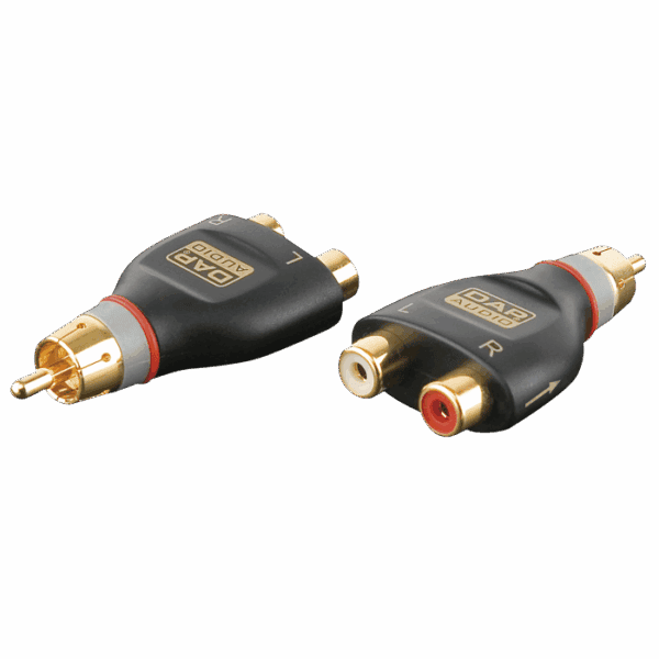 Verloop: 2 x RCA/F to RCA/M - incl. 2 x 10 kilo-Ohm resistors