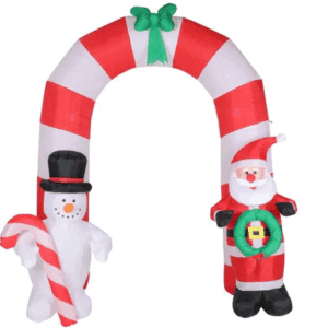 Opblaasfiguur:  Kerstboog met kerstman en sneeuwpop, LED licht, 250 x 225cm